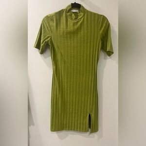 Reformation high neck dress in green